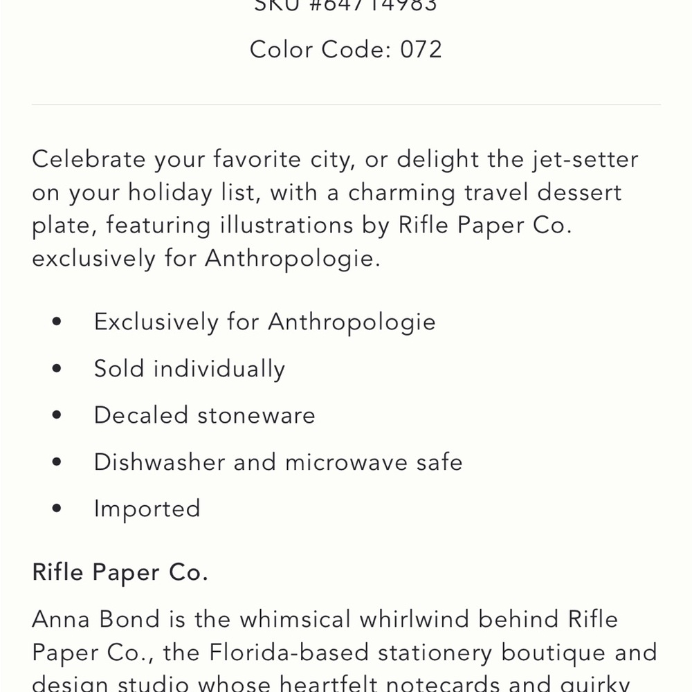 Rifle Paper Co X Anthropologie Los Angeles Plates (Set of 4) - Picture 4 of 4